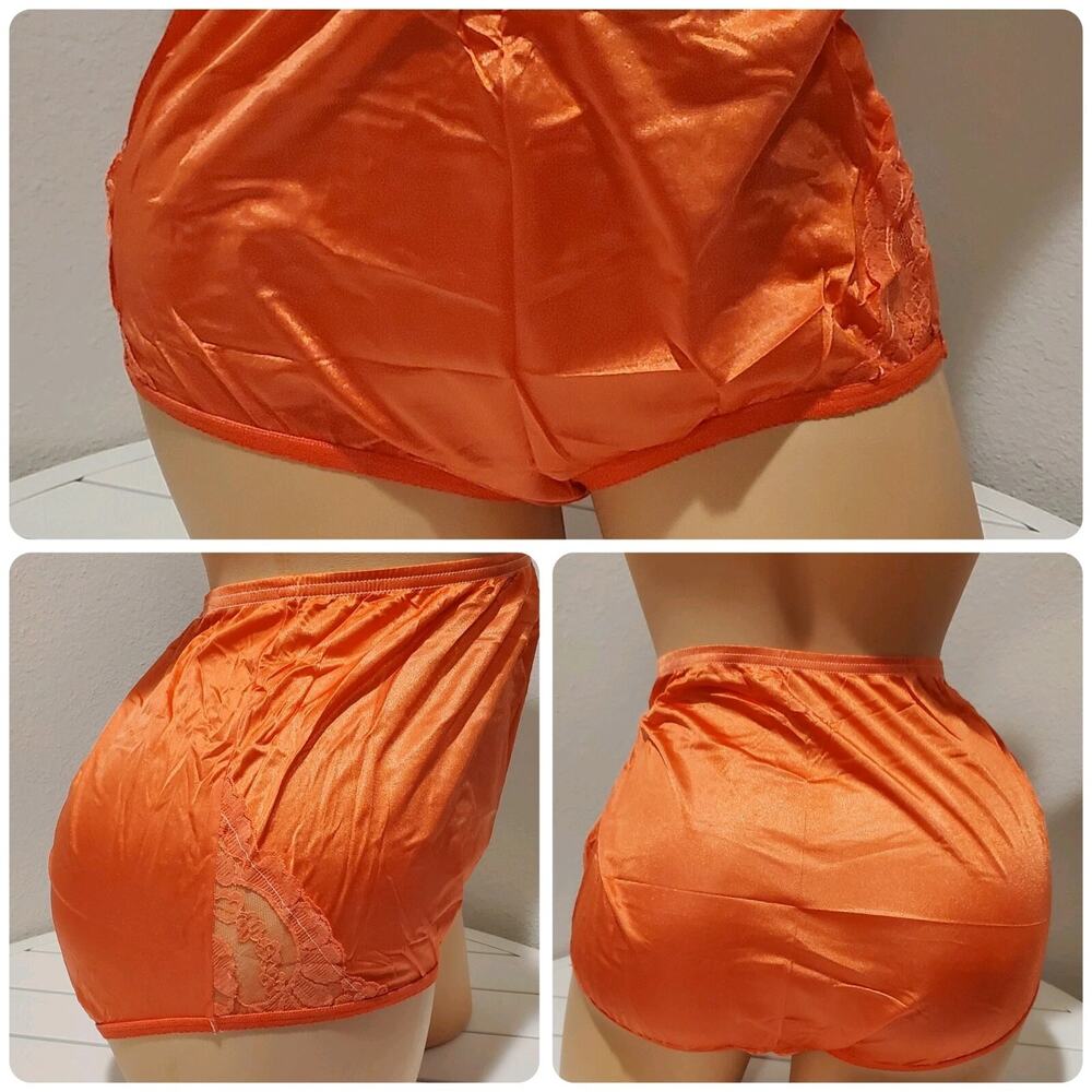 Vanity Fair Lace Nouveau Nylon Full Cut Panty Lace Shiny Orange PSL